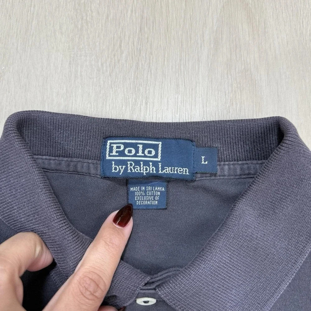 Polo Ralph Lauren Men L Charcoal Gray Cotton Short Sleeve Classic Fit Polo Shirt